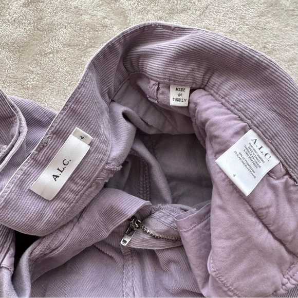 A.L.C. Jay Corduroy High-rise Wide-leg Cropped Pants 4 Purple Lavender - Picture 6 of 9